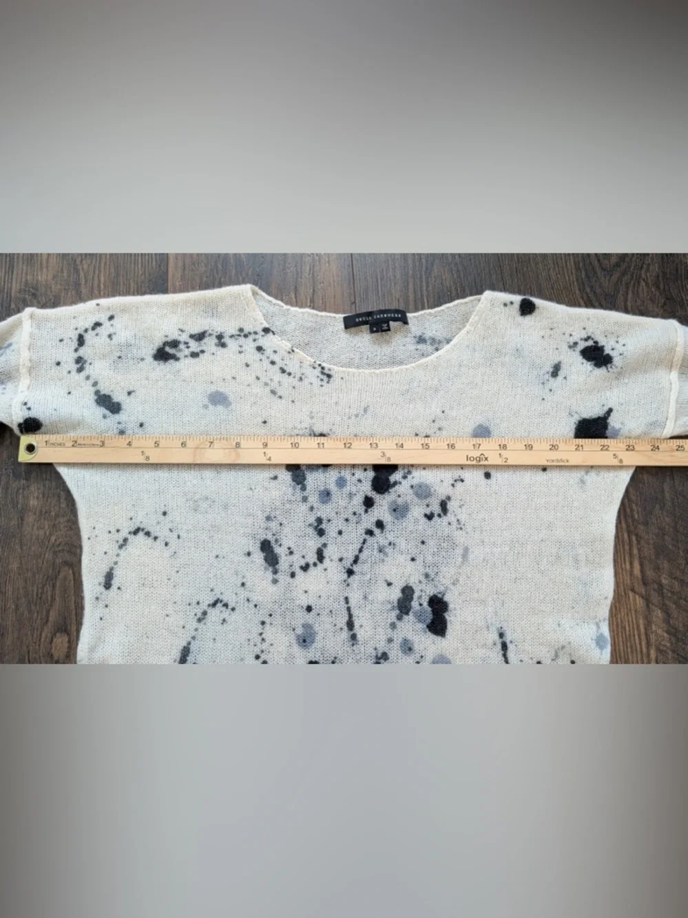Skull Cashmere Women’s Off White 100% Cashmere Skull Paint Splatter Sz Small